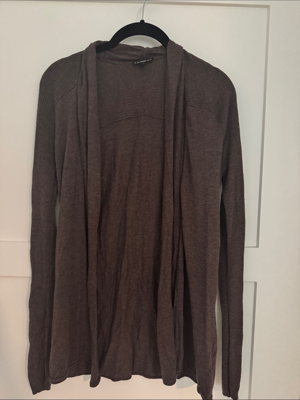Brown Open-Front Cardigan Sweater